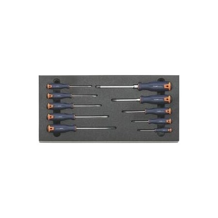 Garant Set of 10 Phillips and Slotted Screwdrivers Set in Foam 953522 10